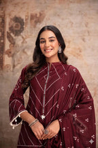 Cotton Bandhani Farshi Salwar Suit with Lace &amp; Shell Work | Matching Mulmul Dupatta | 3-Pcs Set