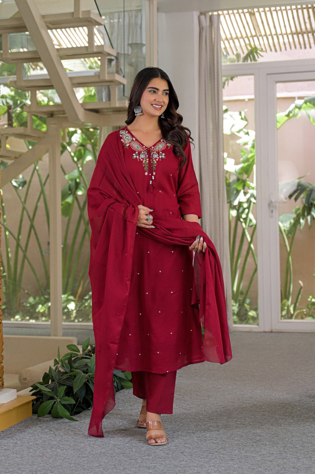 Pure Cotton Embroidery & Mirror Work Design Suit | 3 Pcs