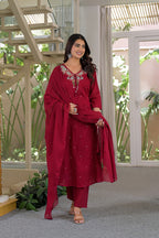 Pure Cotton Embroidery & Mirror Work Design Suit | 3 Pcs