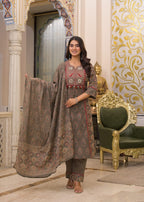 Cotton Suit Set with Embroidery Shell work