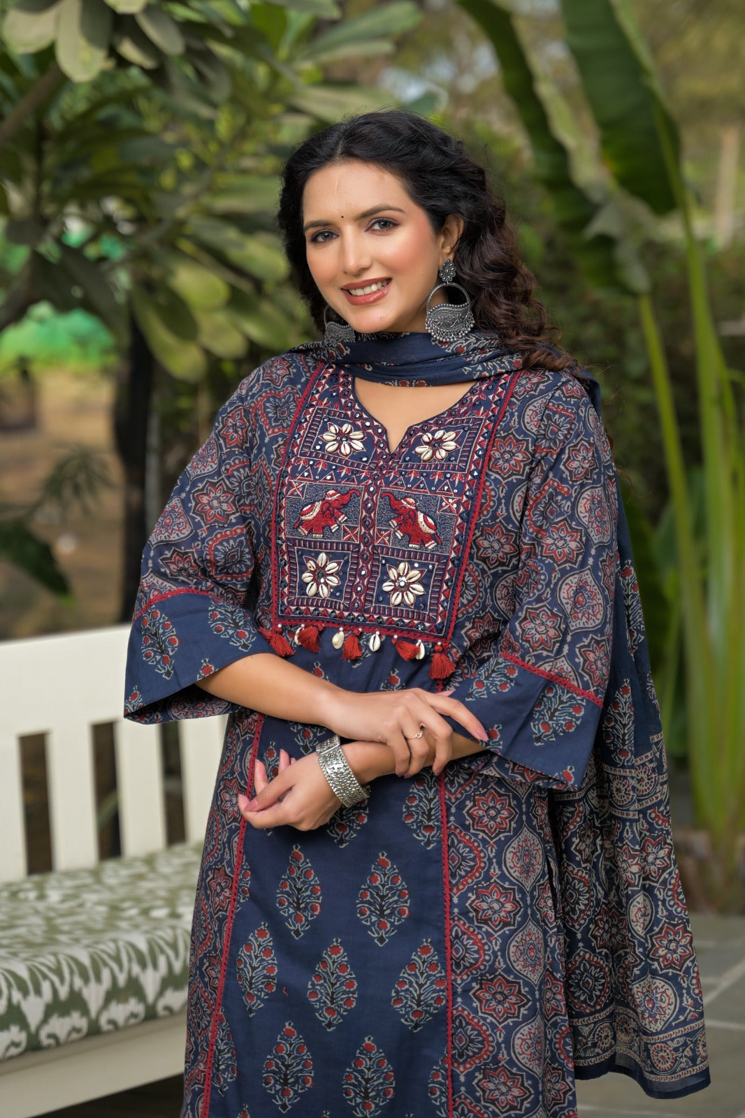 Cotton Suit Set with Embroidery Shell work