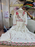 Mulmul Cotton 3-Piece Anarkali Suit with Lining