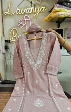 Cotton 3-Piece A-Line Suit with Lining  Peach