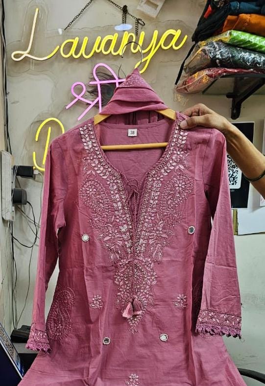 Neck & Pocket Embroidery cotton suit