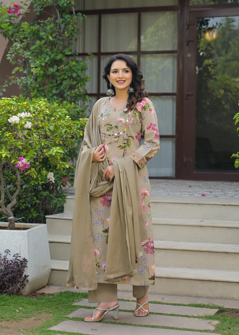 Cotton Suit Premium Quality with Pant & Dupatta | Floral Print
