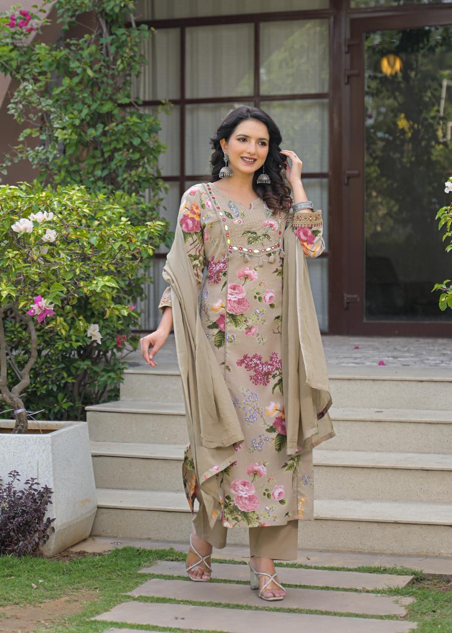 Cotton Suit Premium Quality with Pant & Dupatta | Floral Print