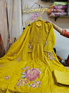 Cotton Suit Set with Embroidery lace work