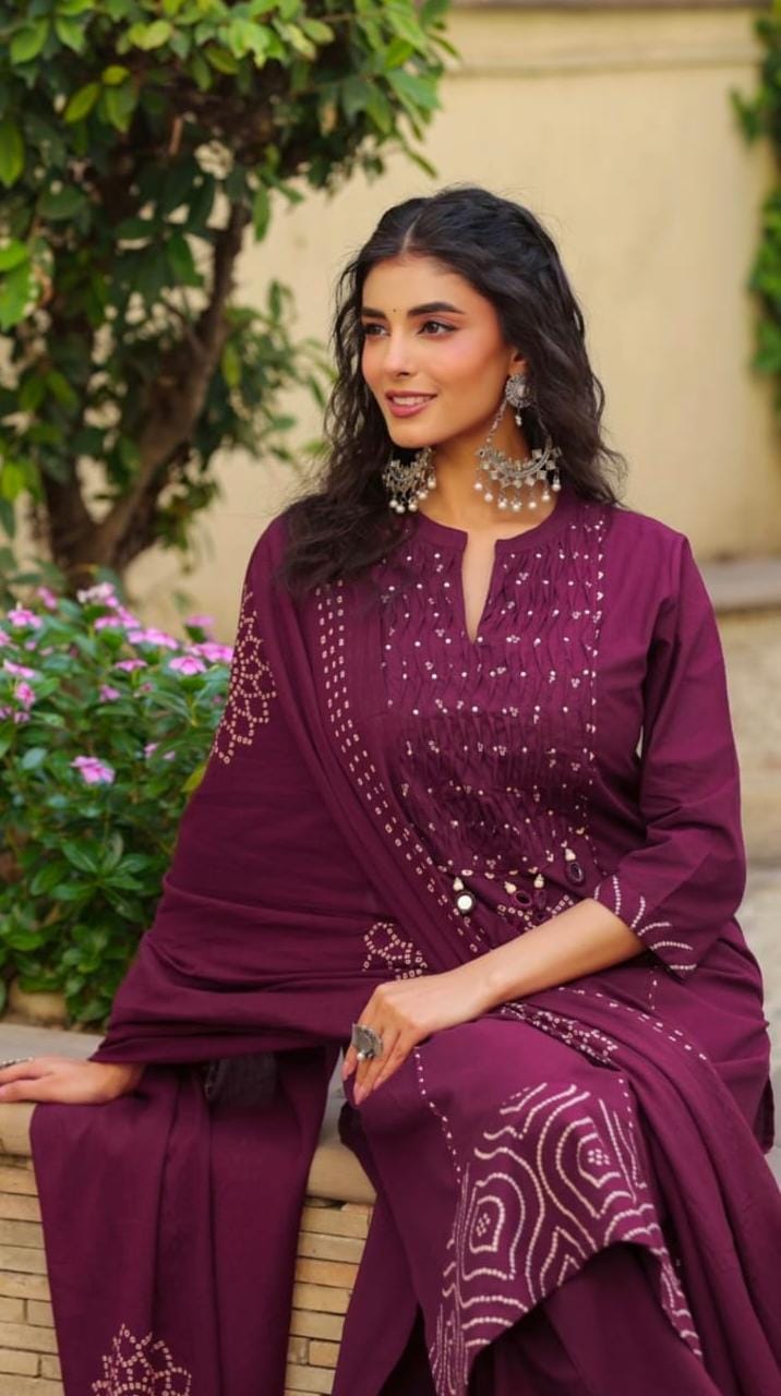 Bandhani Straight Suit 3 Pcs
