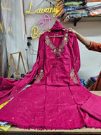 Pure Cotton Embroidery & Mirror Work Design Suit | 3 Pcs