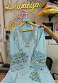 Cotton 3-Piece Straight Suit | Lace, Shell & Applique work