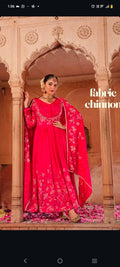 Pure Chinnon 3-Piece Anarkali Suit with Pant