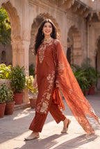 Mulmul Chanderi Festival Wear Suit with Lining, Applique Work & Cut Work Dupatta