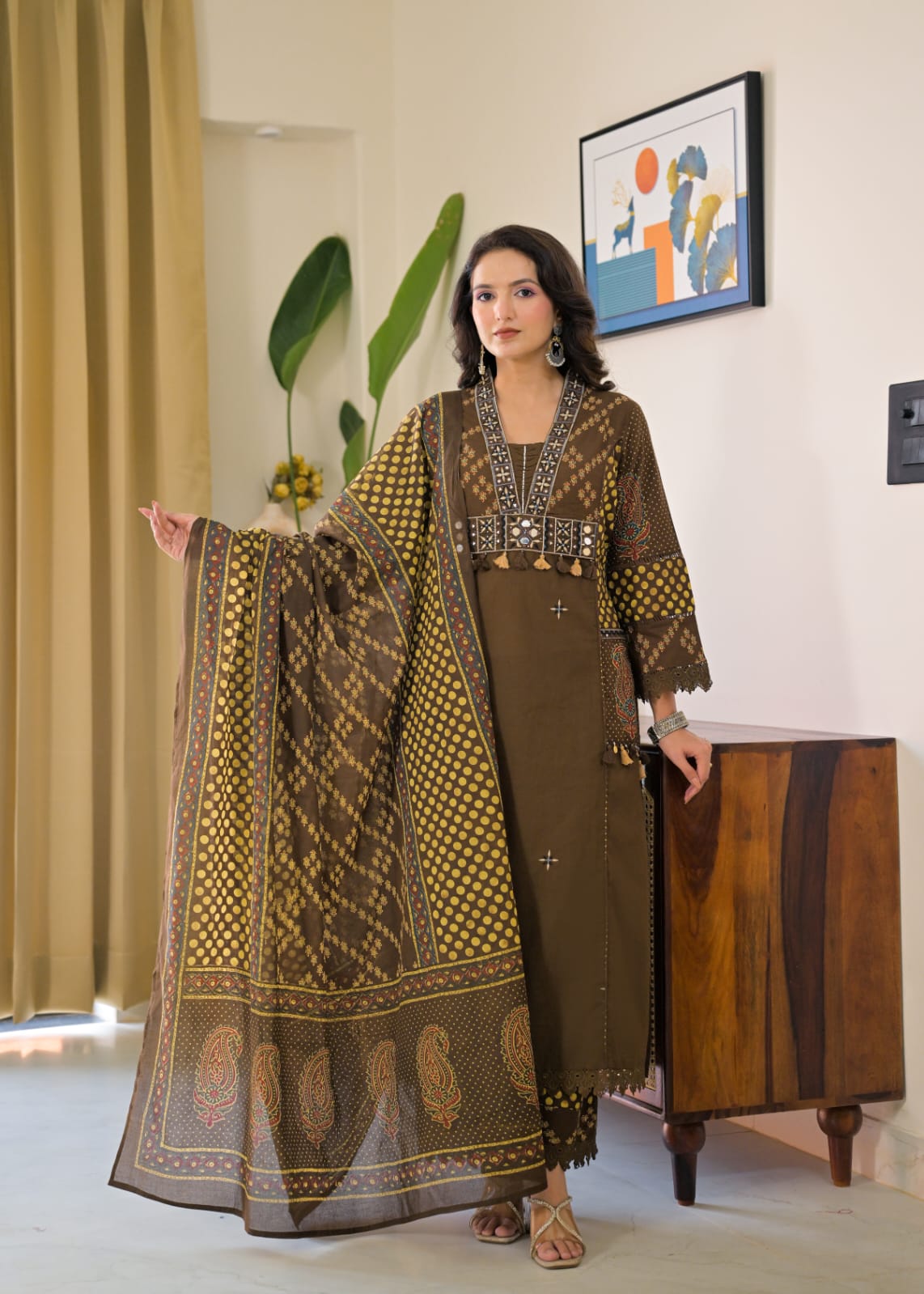 Cotton 3-Piece A-Line Suit | Embroidery & Lace Work | Boutique Collection