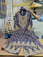 Pure Chinnon 3-Piece Straight Suit with Sharara | Bandhani Texture