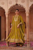 Pure Chinnon 3-Piece Anarkali Suit with Pant