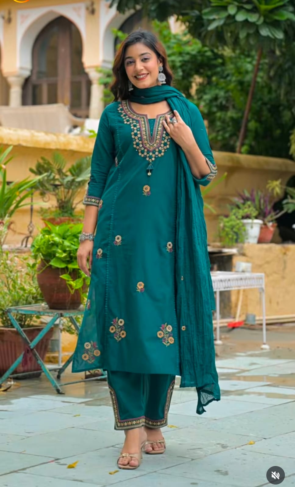 Premium Cotton 3-Piece Straight Suit | Neck & Bottom Embroidery Detailing