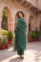 Mulmul Chanderi Festival Wear Suit with Lining, Applique Work & Cut Work Dupatta