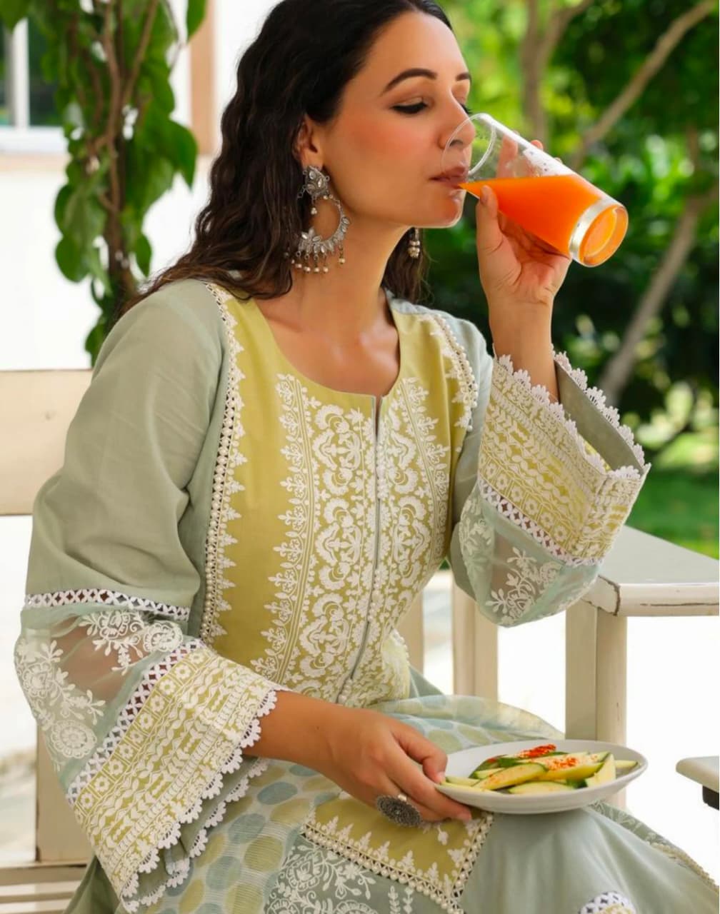 Cotton 3-Piece Straight Suit | Embroidery, Lace Work & Lining